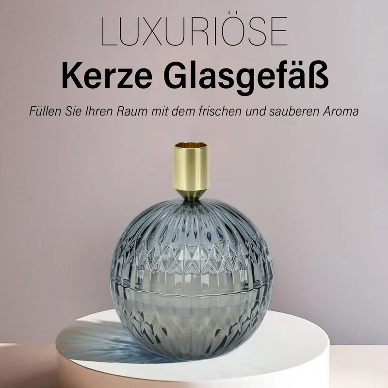The 5th Season: Premium-Kollektion: Amber-Duftkerze im Glass mit Messing Kerzenhalter, 6ml natürliches Öl, 180 g. Wachs, 20 Stunden Brenndauer, Rot