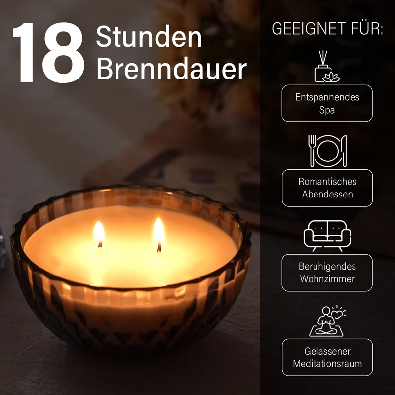 The 5th Season: Premium-Kollektion: Amber-Duftkerze im Glass mit Messing Kerzenhalter, 6ml natürliches Öl, 180 g. Wachs, 20 Stunden Brenndauer, Rot