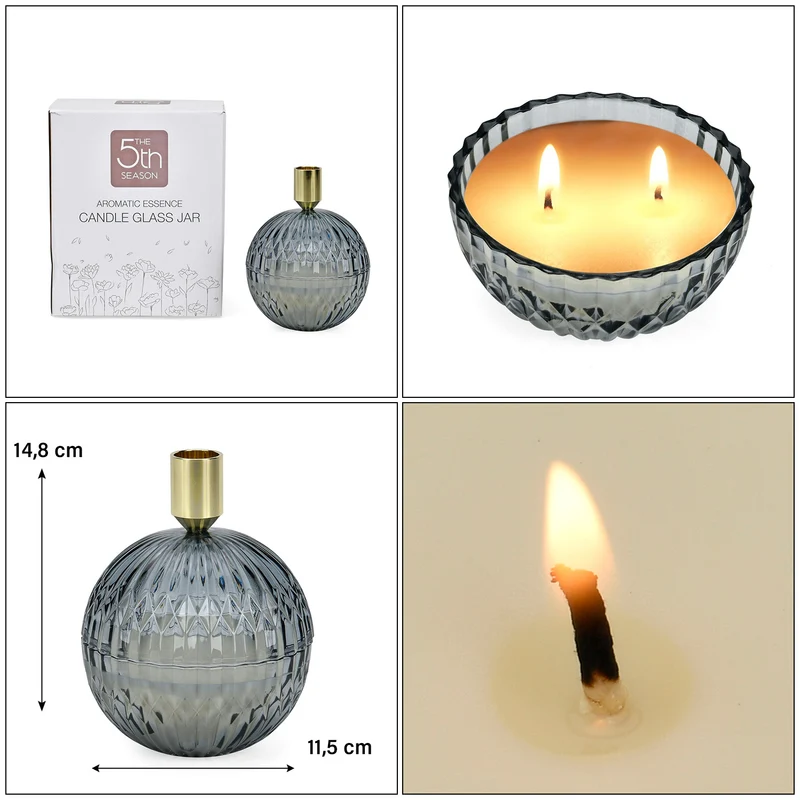 The 5th Season: Premium-Kollektion: Amber-Duftkerze im Glass mit Messing Kerzenhalter, 6ml natürliches Öl, 180 g. Wachs, 20 Stunden Brenndauer, Rot