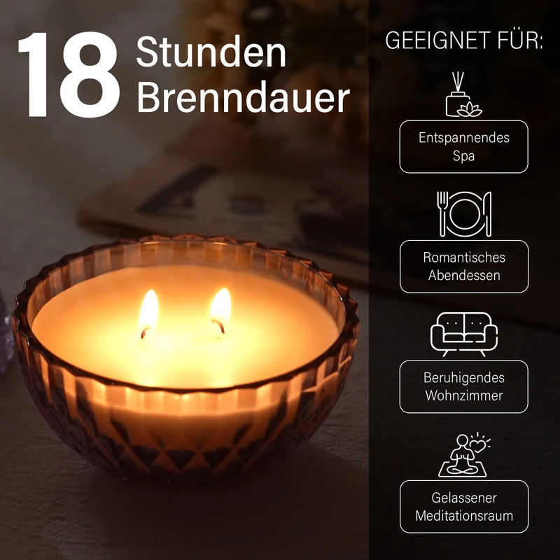 The 5th Season: Premium-Kollektion: Amber-Duftkerze im Glass mit Messing Kerzenhalter, 6ml natürliches Öl, 180 g. Wachs, 20 Stunden Brenndauer, Rot