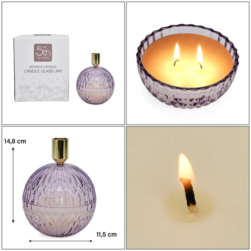 The 5th Season: Premium-Kollektion: Amber-Duftkerze im Glass mit Messing Kerzenhalter, 6ml natürliches Öl, 180 g. Wachs, 20 Stunden Brenndauer, Rot