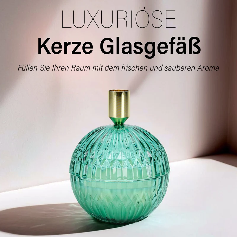 The 5th Season: Premium-Kollektion: Amber-Duftkerze im Glass mit Messing Kerzenhalter, 6ml natürliches Öl, 180 g. Wachs, 20 Stunden Brenndauer, Rot