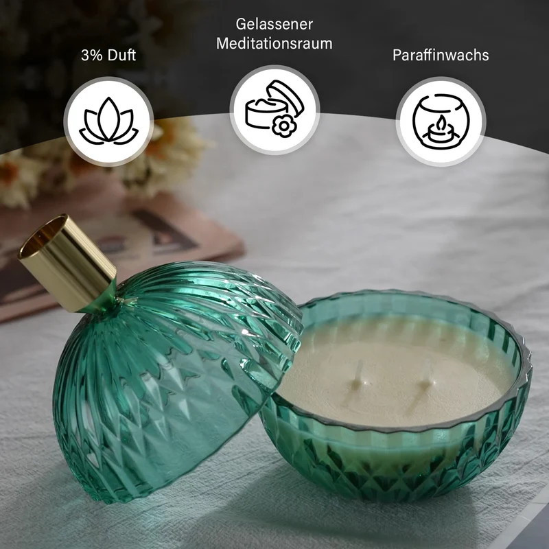 The 5th Season: Premium-Kollektion: Amber-Duftkerze im Glass mit Messing Kerzenhalter, 6ml natürliches Öl, 180 g. Wachs, 20 Stunden Brenndauer, Rot