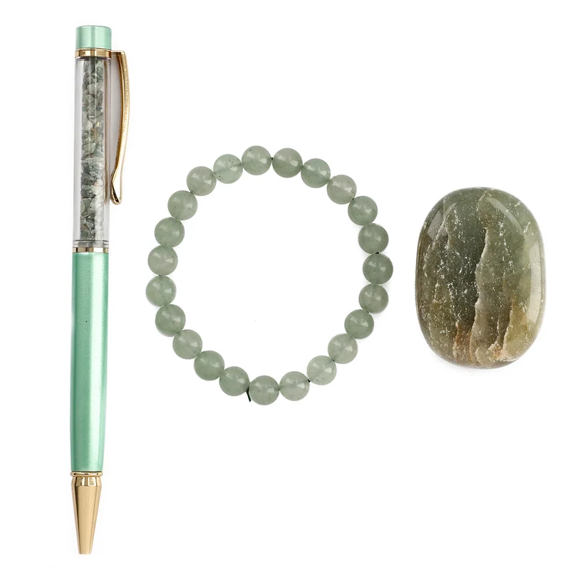 3er Exklusives Set - Sodalith - Eleganter Handstein, stilvolles Armband, und luxuriöser Kugelschreiber mit Kristallkugel