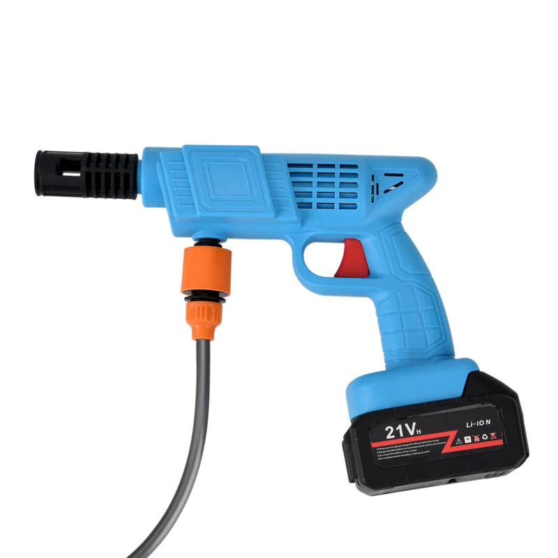 Kabelloser Akku-Hochdruckreiniger, 260 W, 2 Akkus je 6000 mAh, 5 m Wasserschlauch, Zubehör-Set, Blau