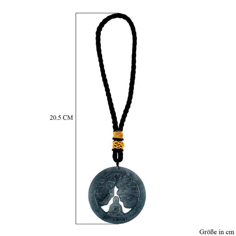 Olmeken-Jadeit Typ A Hängedekoration mit Buddha und Doppelgesicht, 45mm - 180 ct.