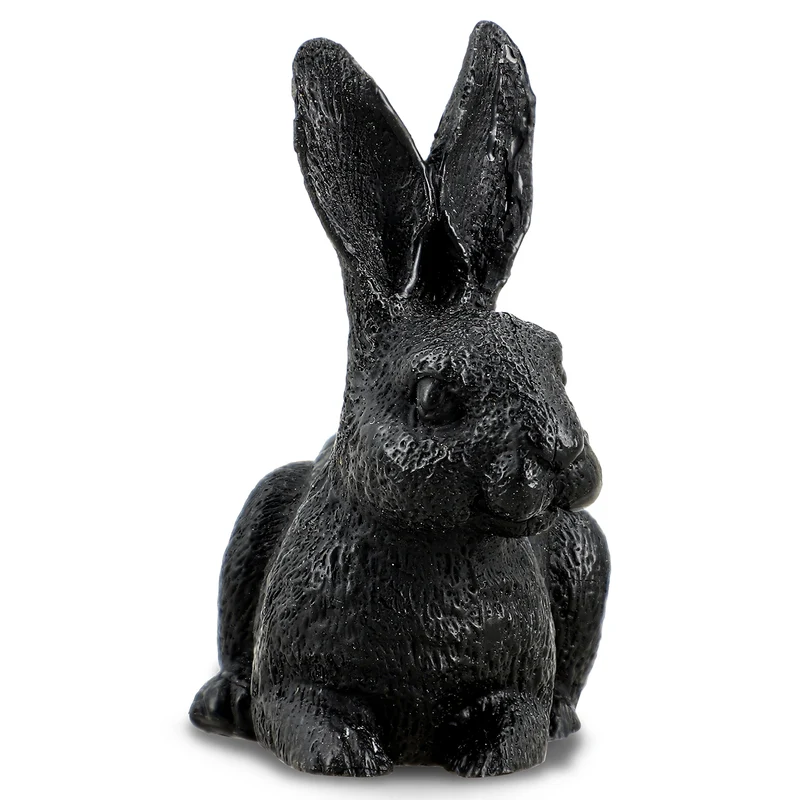 Handgeschnitzte Hasenfigur aus Roh-Schungit, ca. 10 x 8 cm
