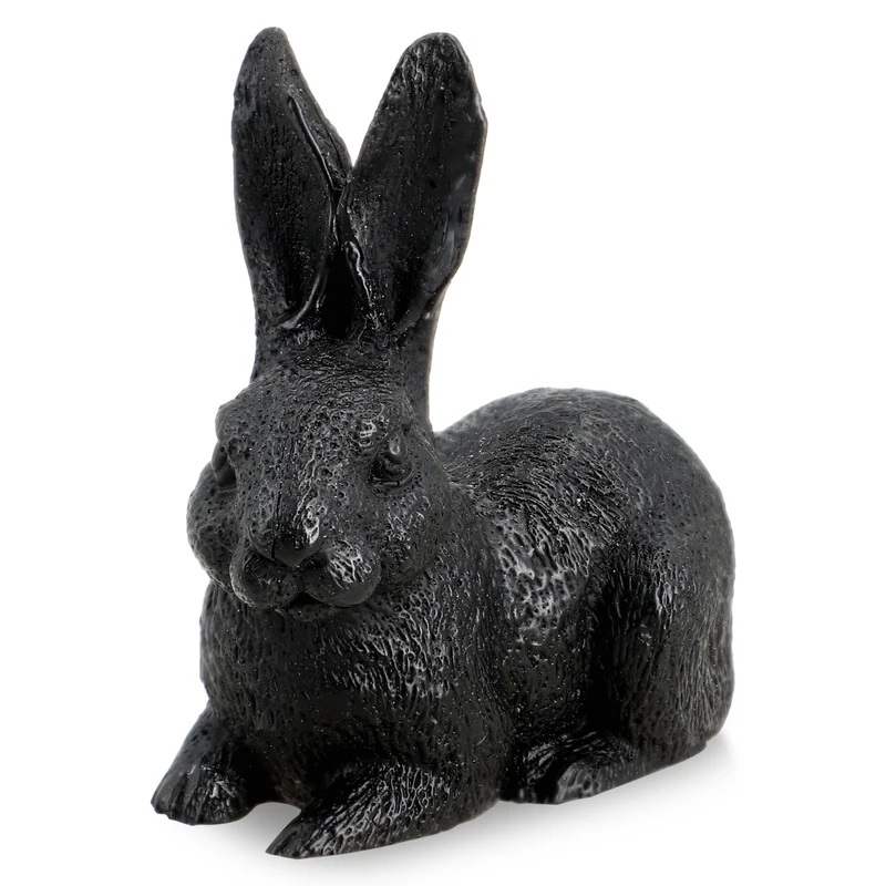Handgeschnitzte Hasenfigur aus Roh-Schungit, ca. 10 x 8 cm
