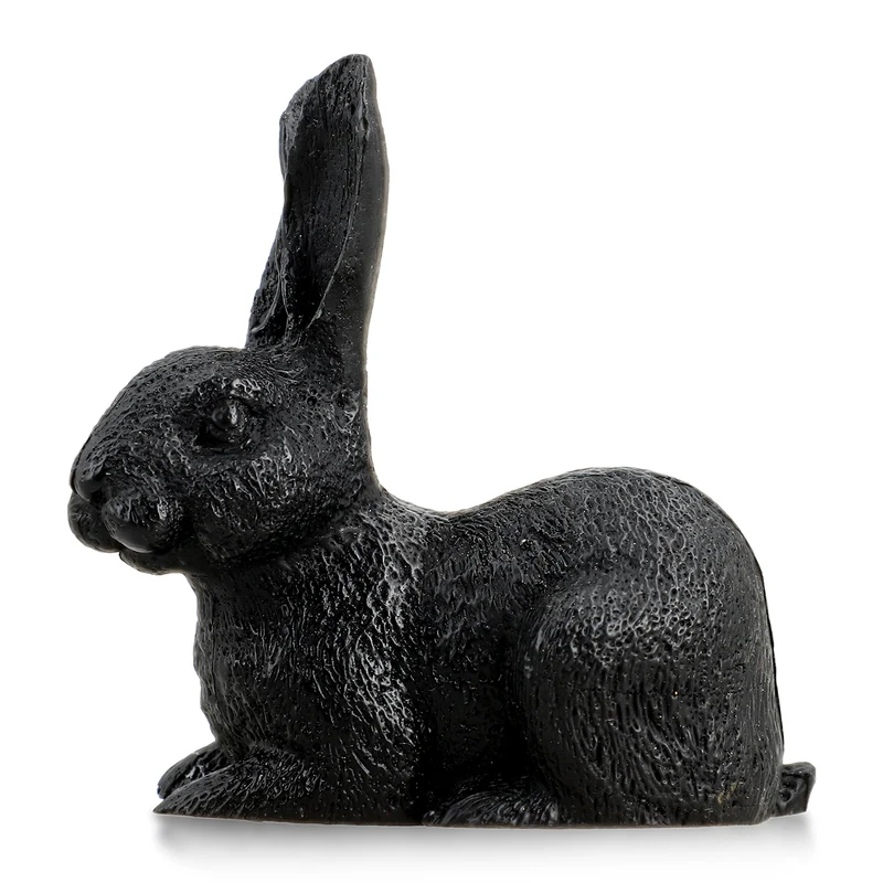 Handgeschnitzte Hasenfigur aus Roh-Schungit, ca. 10 x 8 cm