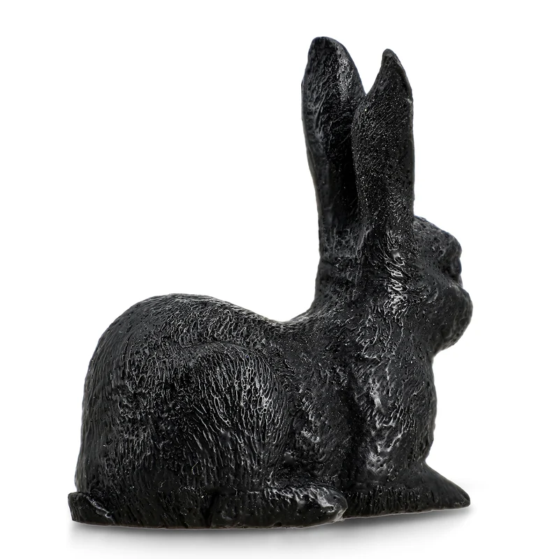 Handgeschnitzte Hasenfigur aus Roh-Schungit, ca. 10 x 8 cm