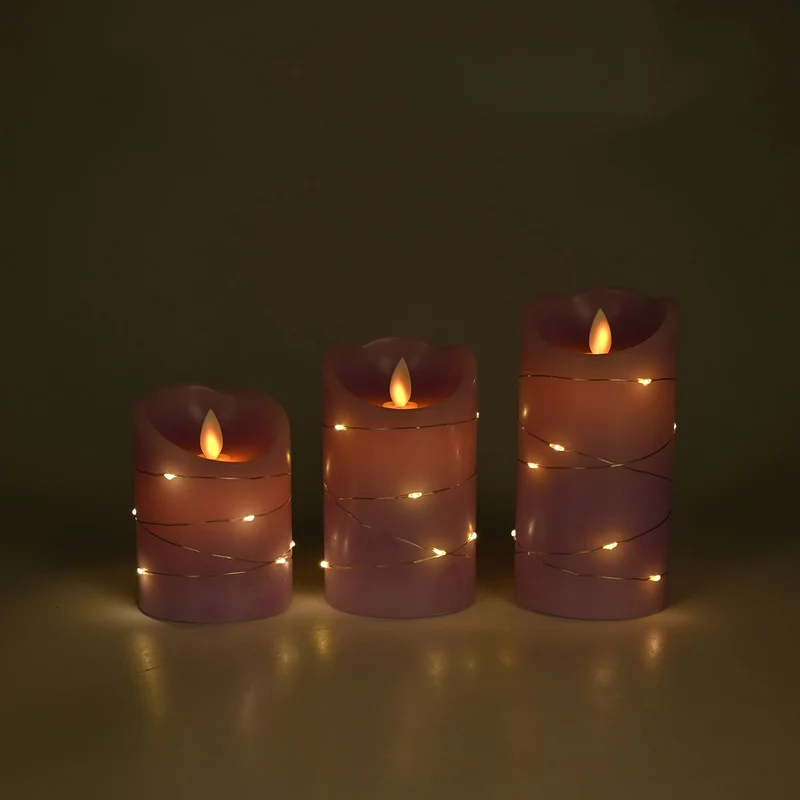 3er Set - LED-Kerzen ohne Flamme mit Fernbedienung, rot