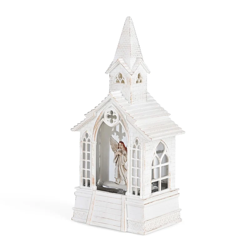 Weihnachts Deko Heilige Familie, warmweißes LED, 2 Weihnachtsmelodien, 11 x 7.8 x 23 cm, Weiß, Batteriebetrieb 3 x AAA nicht enthalten