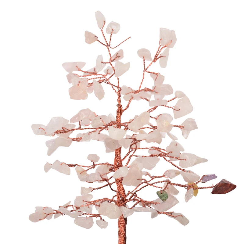 Rosenquarz Räucherkegelhalter mit Rückfluss Effekt und Kristallbaum, inkl. 30 Räucherkegel, 18 x 10 x 20 cm, Pink