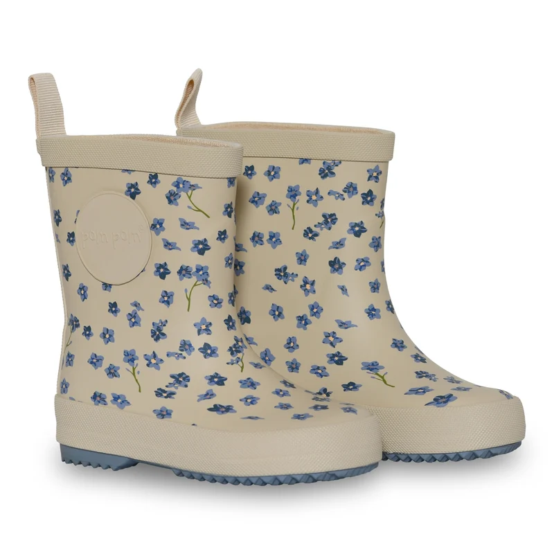 Pom Pom Gummistiefel mit Vergissmeinnicht