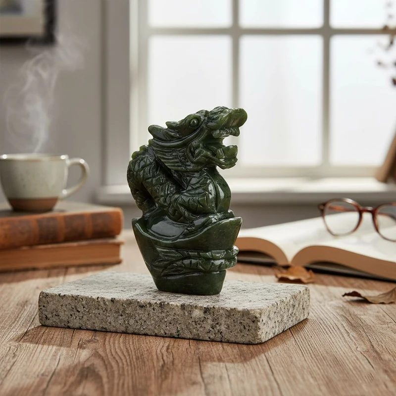 Handgefertigte Drachen-figur aus Serpentin