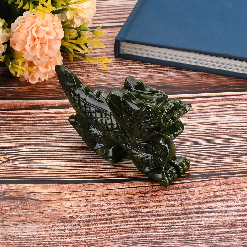 Handgefertigte Drachenfigur aus Serpentin, ca. 12 x 5 x 8 cm
