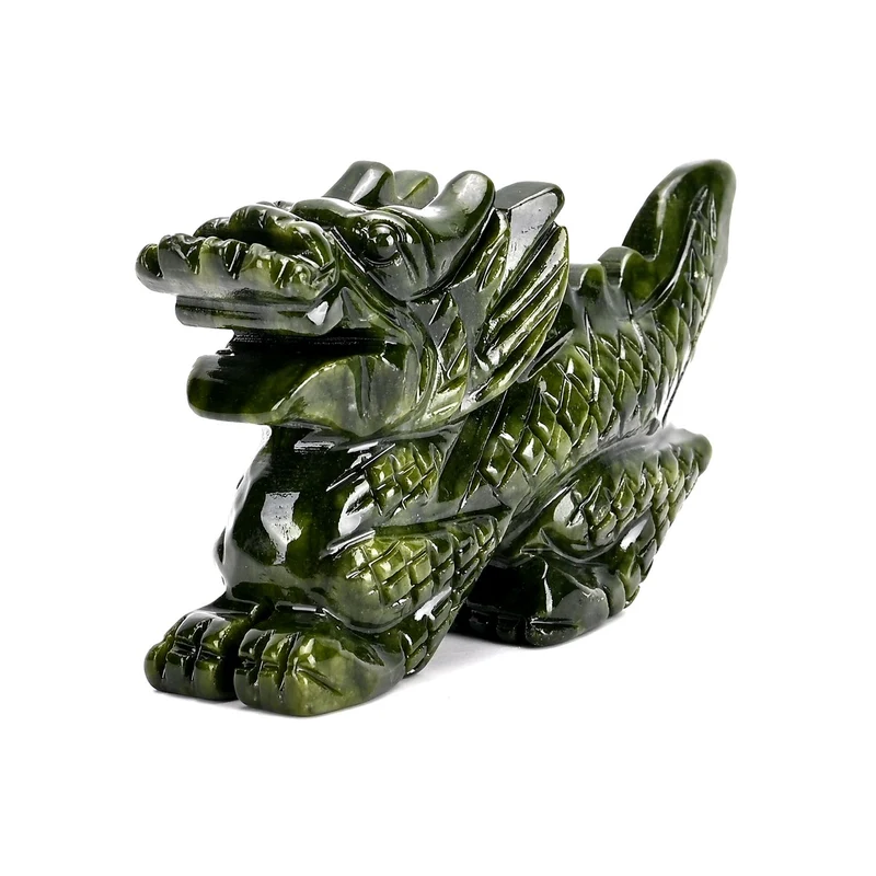 Handgefertigte Drachenfigur aus Serpentin, ca. 12 x 5 x 8 cm