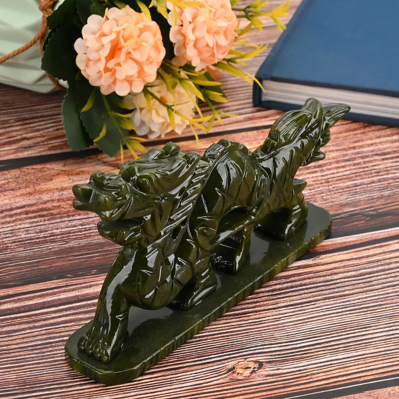 Handgefertigte Drachenfigur aus Serpentin, ca. 12 x 5 x 8 cm