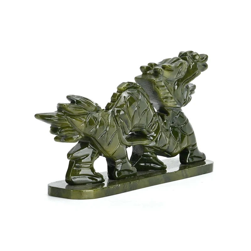 Handgefertigte Drachenfigur aus Serpentin, ca. 12 x 5 x 8 cm