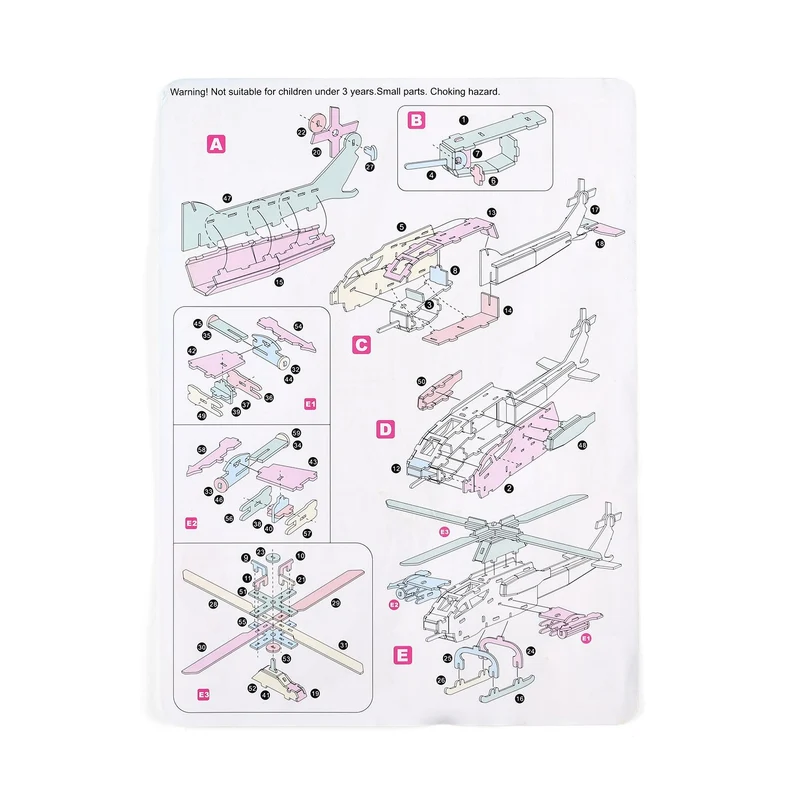 DIY 3D Set Hubschrauber zum Basteln und Dekorieren, 48x38x14 cm