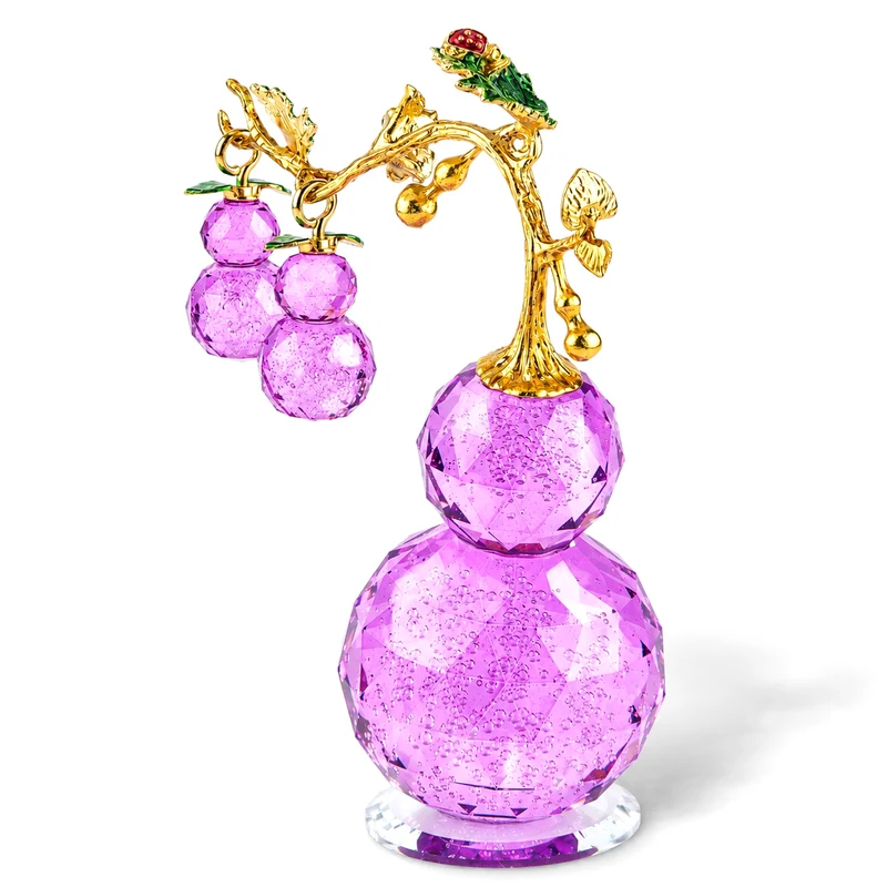 LIVMORE Deko-Ornament mit facettierten Glaskürbissen und goldfarbenem Zierzweig, 20x15cm, Grün