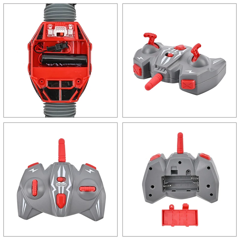 Mini-RC-Auto aus ABS, 2.4G, Vollantrieb mit Doppelfernsteuerung, Li-Po 14500/500mAh 3.7V, Musik und Radlicht, 25.5x15x7 cm