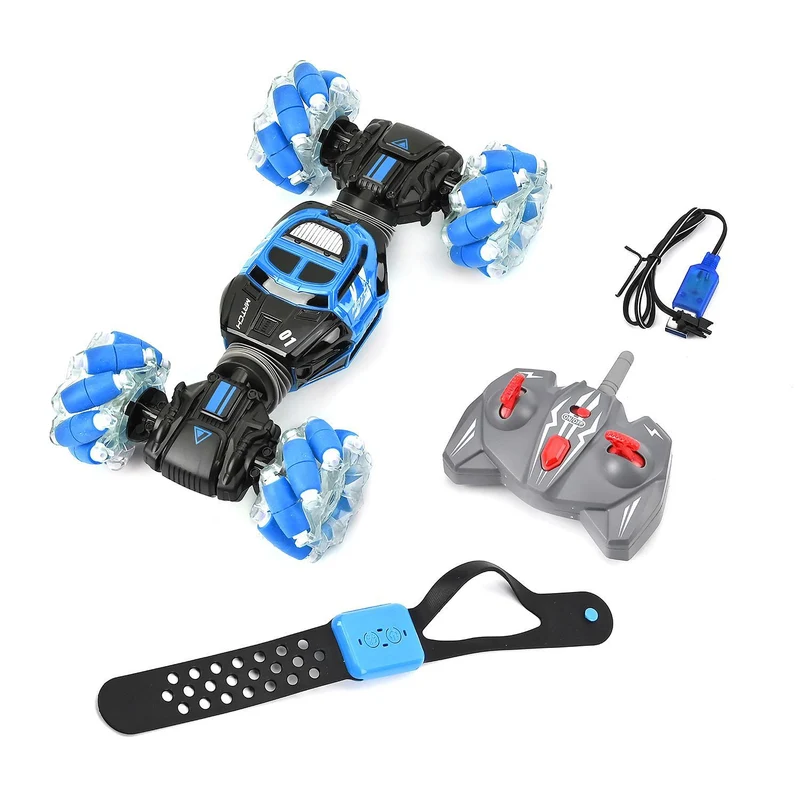 Mini-RC-Auto aus ABS, 2.4G, Vollantrieb mit Doppelfernsteuerung, Li-Po 14500/500mAh 3.7V, Musik und Radlicht, 25.5x15x7 cm