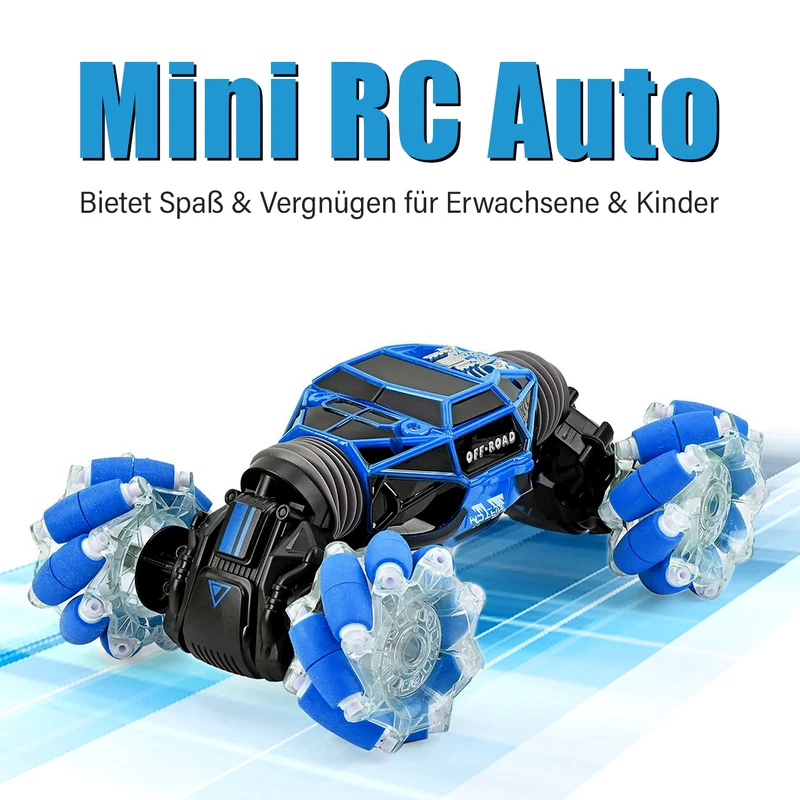 Mini-RC-Auto aus ABS, 2.4G, Vollantrieb mit Doppelfernsteuerung, Li-Po 14500/500mAh 3.7V, Musik und Radlicht, 25.5x15x7 cm