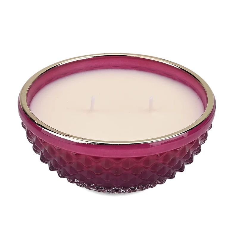 LIVMORE - Duftkerze im dekorativen Glas, Tabak und Oudh, 36 Std. Brenndauer, Purpurrot