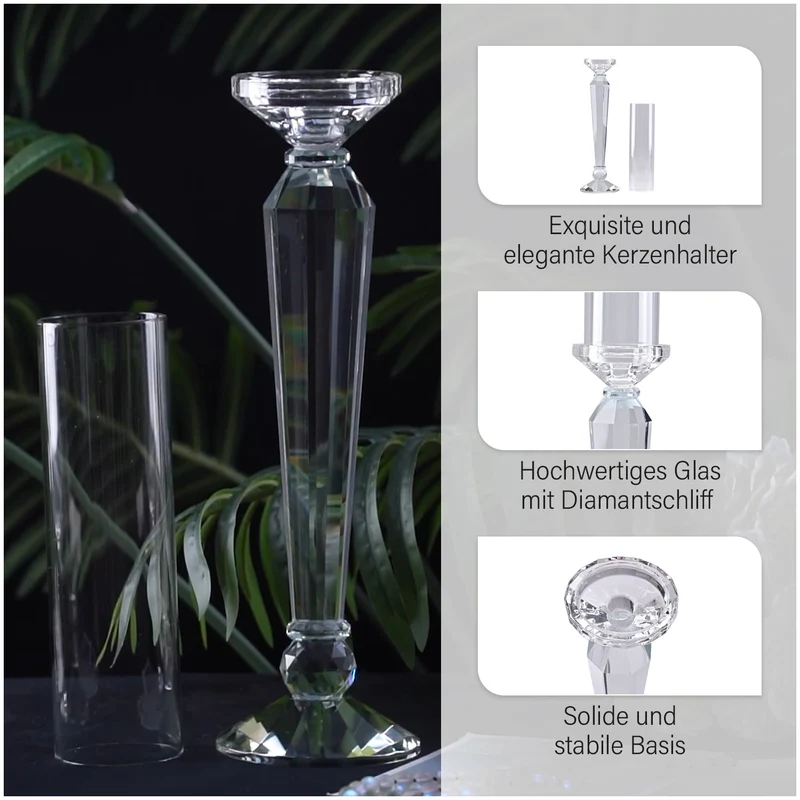 The 5th Season Kristall-Kerzenhalter, 59cm Höhe, transparent