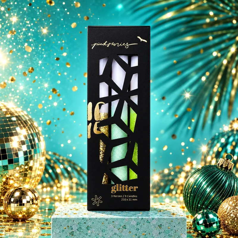 Stabkerzen “Glitter Under the Mistletoe” 3er-Set | pinkstories