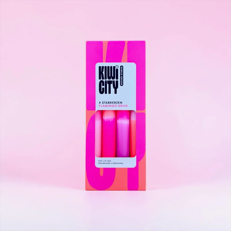 Stabkerzen “Kiwi City Flamingo Drive” 4er-Set | pinkstories
