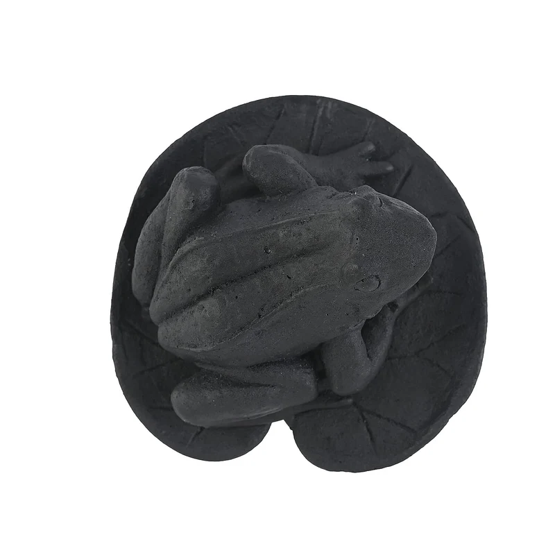 Frog on a Leaf Shungite Figurine 1.5x1.75 Approx. 335.00ctw