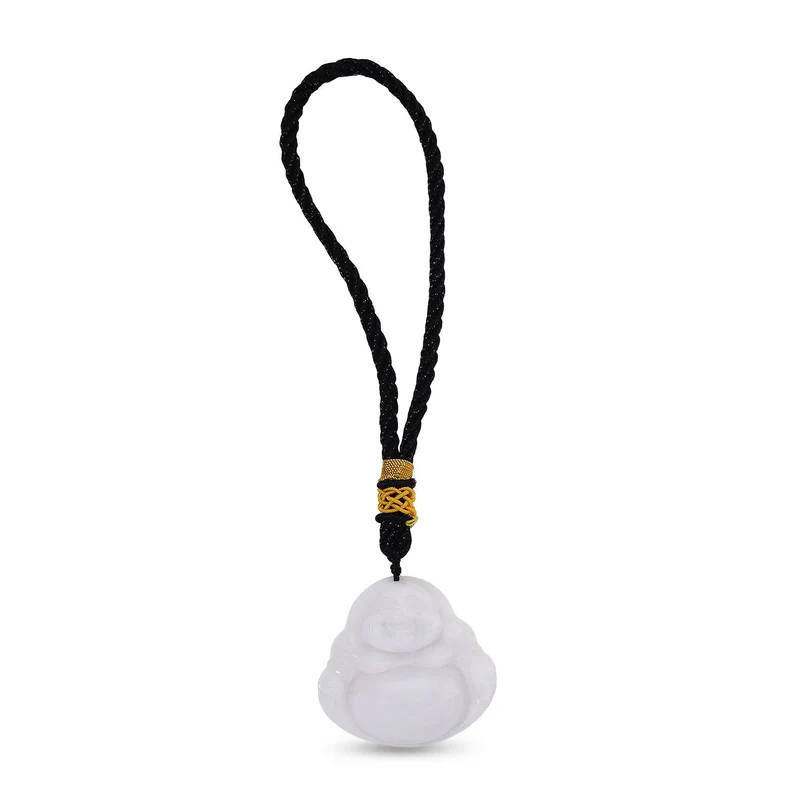 Natürlicher burmesischer Jadeit Typ A Hängedekoration mit lachendem Buddha, 45mm - 177,50 ct.