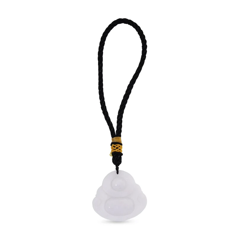 Natürlicher burmesischer Jadeit Typ A Hängedekoration mit lachendem Buddha, 45mm - 177,50 ct.