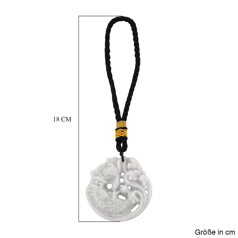 Natürlicher burmesischer Jadeit Typ A Hängedekoration mit Fisch- und Lotusrelief, 5mm - 241,50 ct.