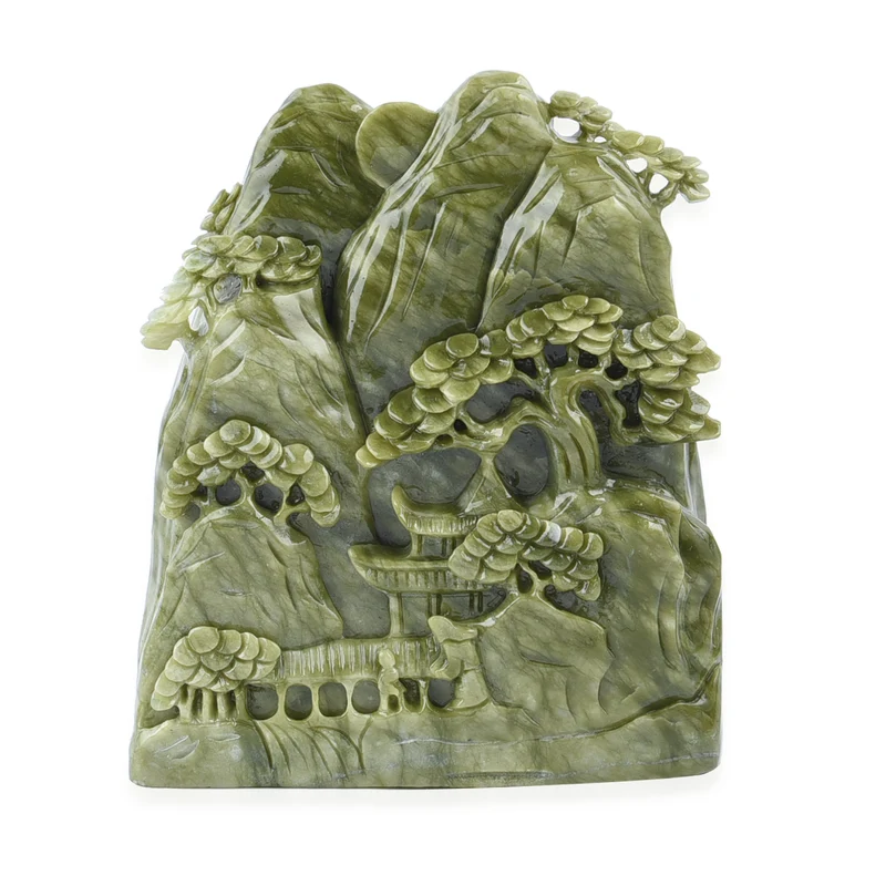 Handgefertigte Edelsteinfigur aus Serpentin, Größe 19x19,5x20,5 cm, Grün