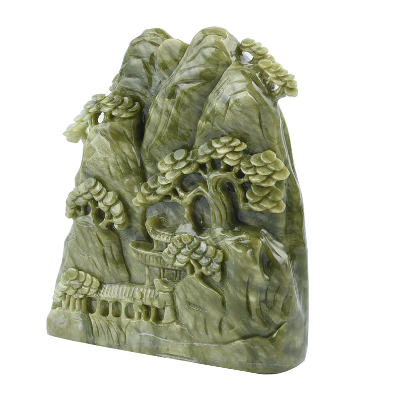 Handgefertigte Edelsteinfigur aus Serpentin, Größe 19x19,5x20,5 cm, Grün