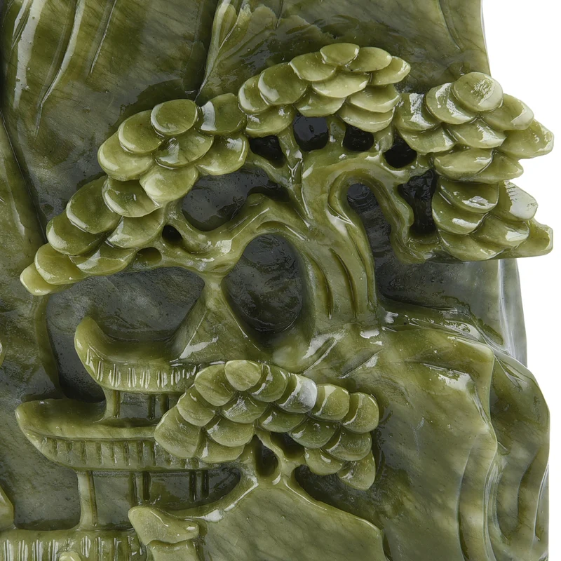 Handgefertigte Edelsteinfigur aus Serpentin, Größe 19x19,5x20,5 cm, Grün