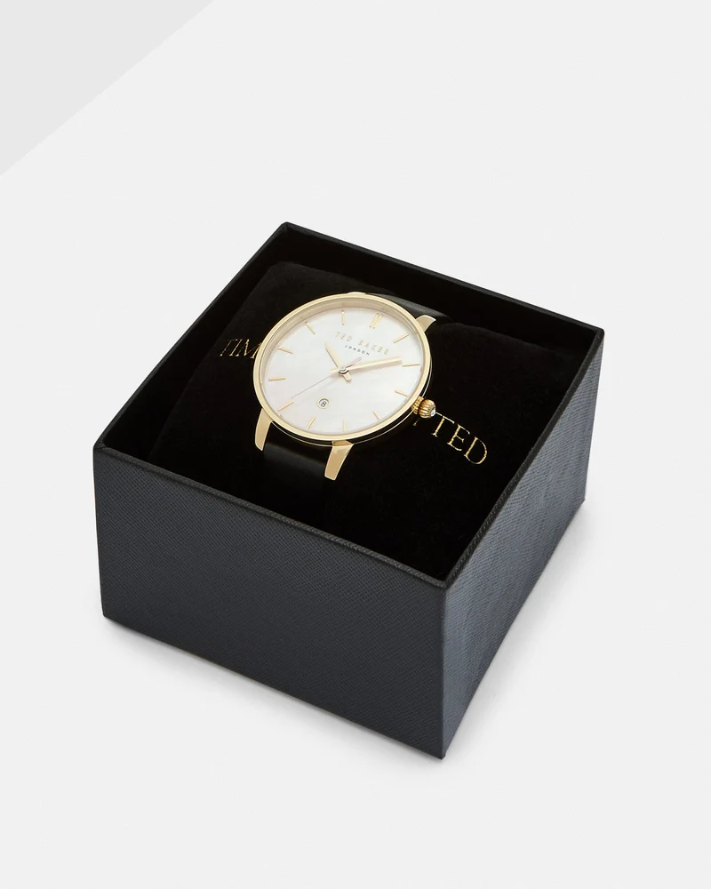 Lurisia Pearl Face Leather Strap Watch