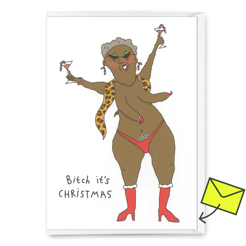Grußkarte Eat Mielies “Bitch it’s Christmas” | Freche Weihnachtskarte