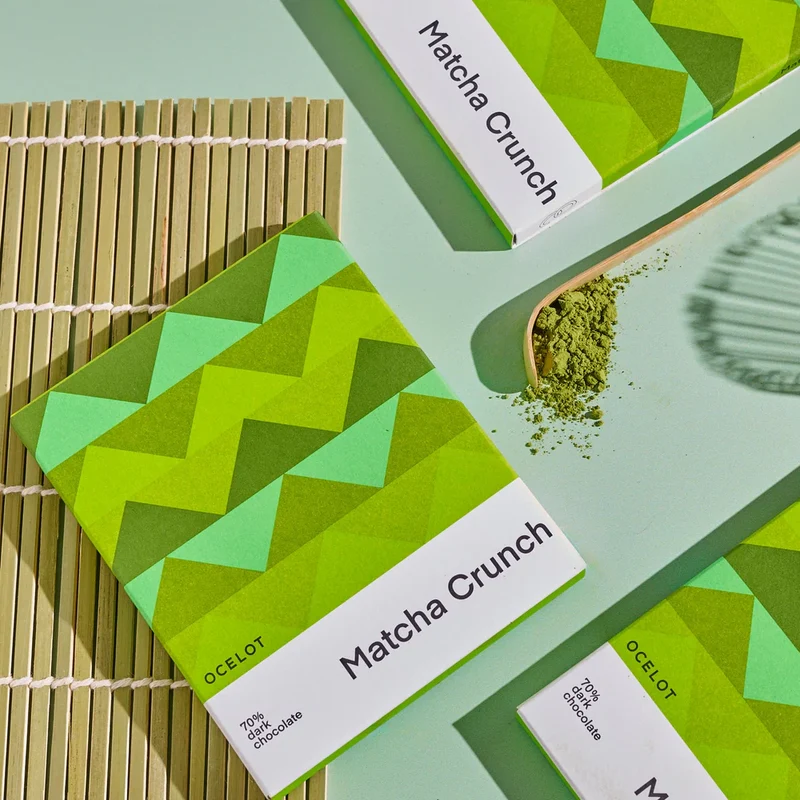 Schokolade “Zartbitter mit Matcha Crunch” | Edle Schokolade mit Crunch | Ocelot