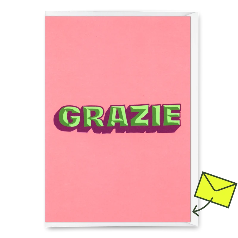 Grußkarte "Grazie 3D" | Coole Klappkarte zum Dankesagen