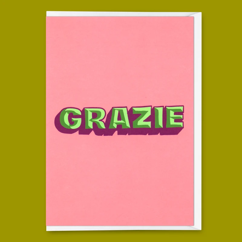 Grußkarte "Grazie 3D" | Coole Klappkarte zum Dankesagen