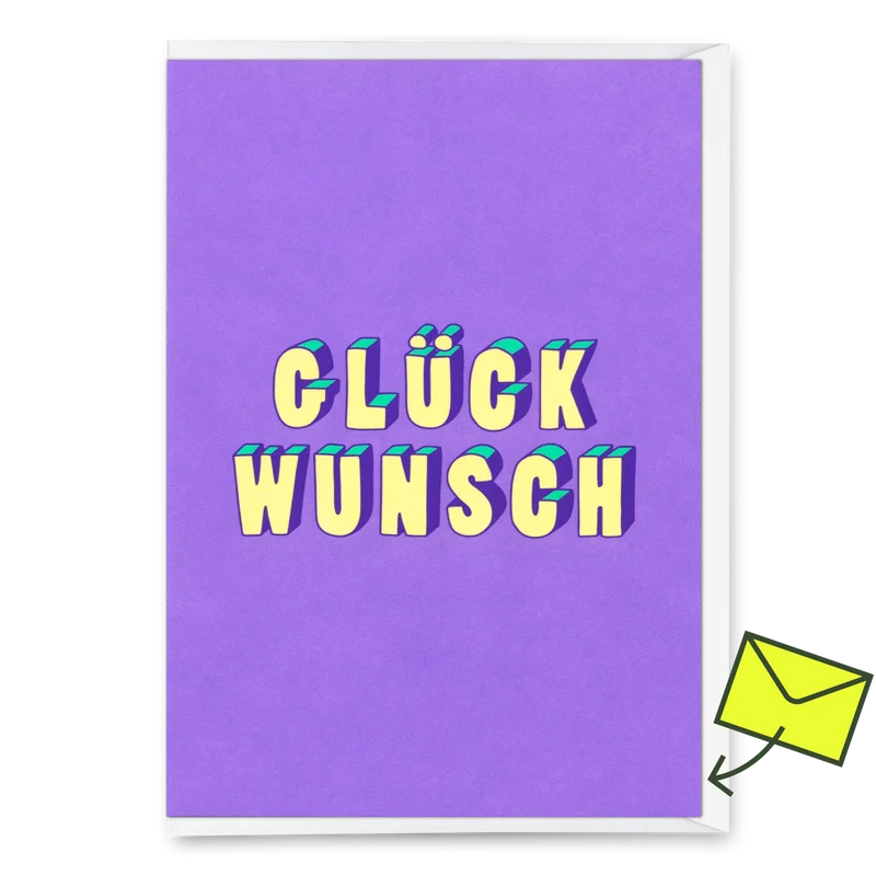 Grußkarte "Glückwunsch 3D-Typo" | Coole Klappkarte für jeden Anlass