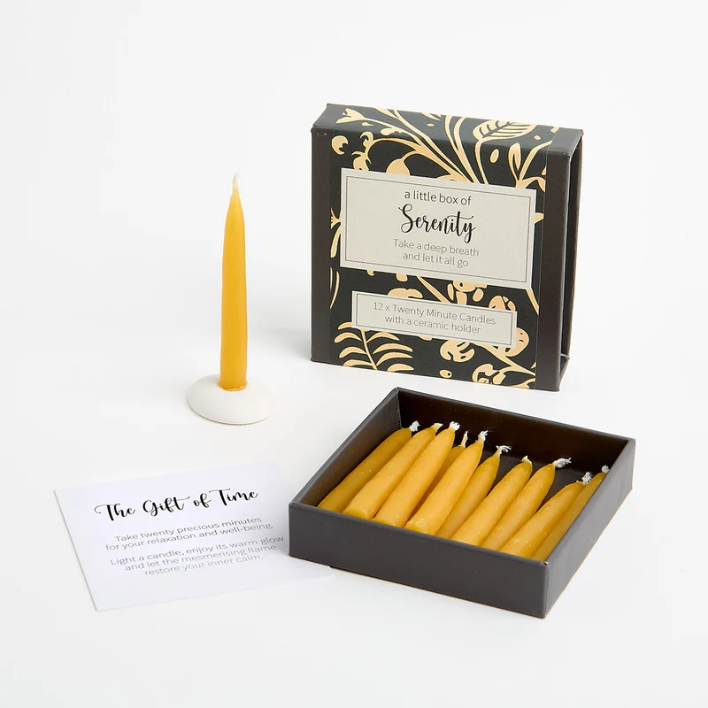 Kerzen “Twenty Minute Candles Serenity” | 12 Ritualkerzen mit Halter | Cotton & Grey