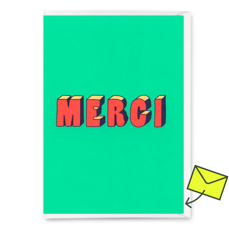 Grußkarte "Merci 3D-Typo" | Coole Klappkarte zum Dankesagen