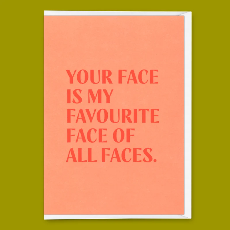 Grußkarte "Favourite face" | Schöne Klappkarte mit Spruch für Verliebte