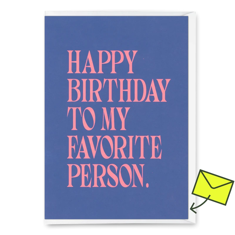 Grußkarte "To my favorite person" | Schöne Klappkarte mit Spruch zum Geburtstag