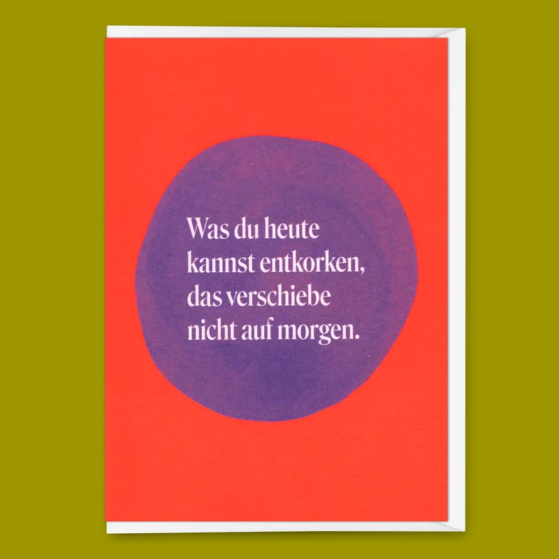 Grußkarte "Entkorken Klecks" | Lustige Klappkarte mit Spruch für jeden Anlass
